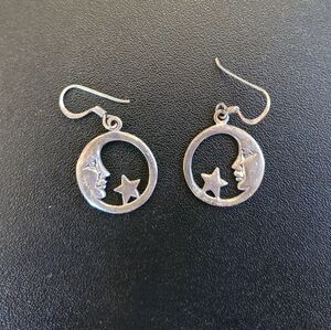 Moon and Star Dangling Earrings